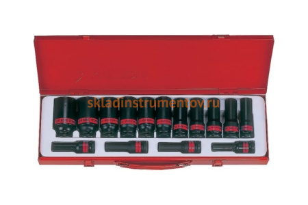 Набор ударных глубоких шестигранных торцевых головок 1/2", 3/8" - 1-1/4", 15шт KING TONY 4416SP