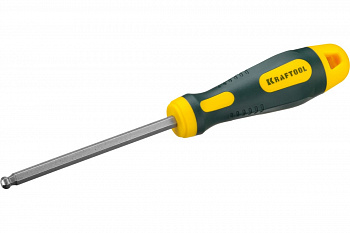 Отвертка KRAFTOOL Cr-Mo-V сталь, двухкомпонентная, противоскользящая рукоятка, HEX, №6x100мм 250075-6-100