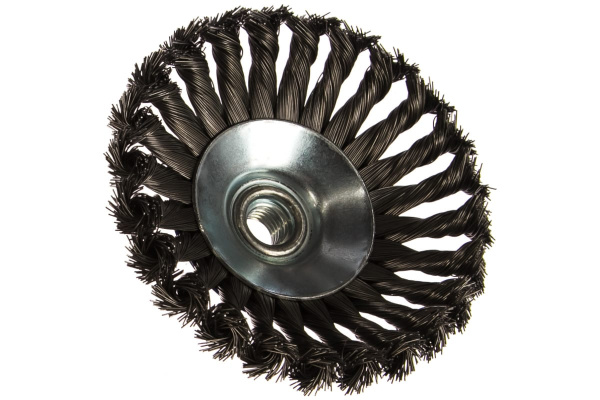 Кордщетка радиальная с наклоном витая (125 мм; М14) ПРАКТИКА 032-508