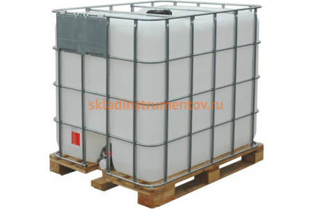 Емкость с краном на деревянном поддоне ТАРА п/э, куб.1000л, белая 01185