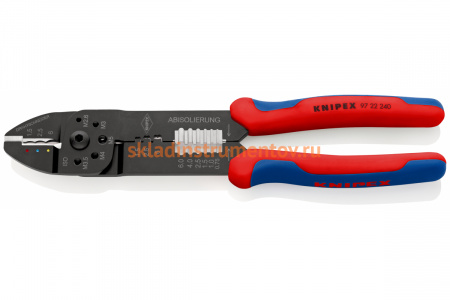 Пресс-клещи для резки и зачистки кабеля KNIPEX 3 гнезда KN-9722240SB