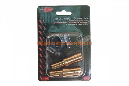 Соединитель елочка+елочка с хомутами (2 шт; 12x8 мм) ROCKFORCE RF-HRC08/05