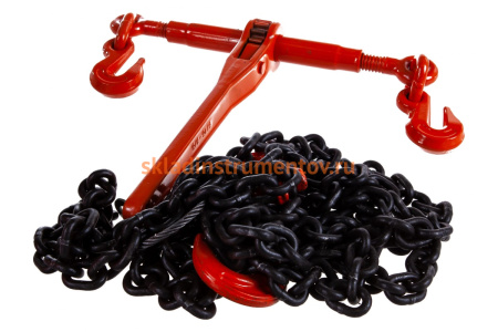Крепежная цепь с двумя крюками и стяжным механизмом (8т, 5м, 8 класс) СТРОП-ПРО SP04528