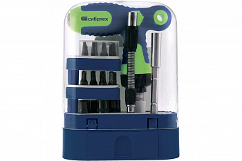 Т-образная отвертка реверсивная с набором бит, торцевых головок, 33 предм CrV СИБРТЕХ 13382