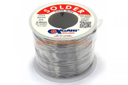 Припой (0.6 мм, 0.25 кг, Sn60/Pb40, FC5000, флюс безотм. RMA) ASAHI 00-00001186