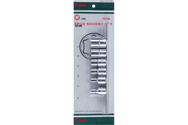 Комплект 6-ти гранных торцевых головок (8-19 мм; 1/2"; 6 шт.) Hans 4601M