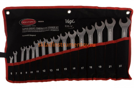 Набор ключей комбинированных с профилем ROCKFORCE Super Drive 16 предметов RF-5161SD