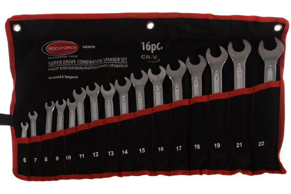 Набор ключей комбинированных с профилем ROCKFORCE Super Drive 16 предметов RF-5161SD