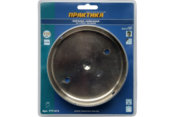 Коронка алмазная по стеклу и керамике (110 мм) ПРАКТИКА 777-413