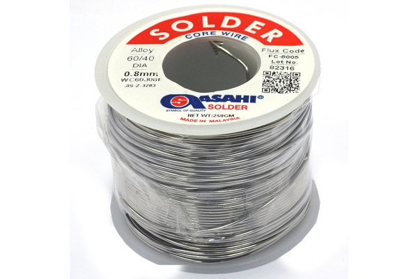 Припой (0.8 мм, 0.25 кг, Sn60/Pb40, FC5005 флюс безотм. RMA) ASAHI 00-00000066