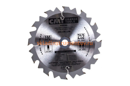 Диск пильный по дереву (190х30х2,6/1,6 мм; Z12) CMT 290.190.12M