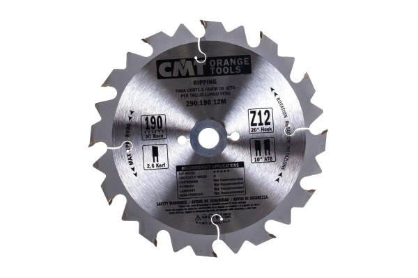 Диск пильный по дереву (190х30х2,6/1,6 мм; Z12) CMT 290.190.12M