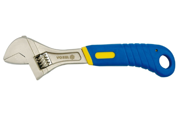 Разводной ключ VOREL резиновая ручка, 250мм 54043