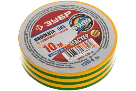 Изолента "МАСТЕР" желто-зеленая ПВХ (15 мм; 10 м) ЗУБР 1233-6_z01