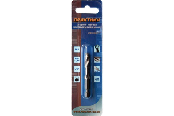 Сверло-метчик М8 (64 мм; HEX 1/4) ПРАКТИКА 775-006