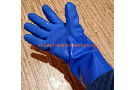 Защитные химические перчатки с покрытием из ПВХ Jeta Safety, синие, размер XXL, JP711