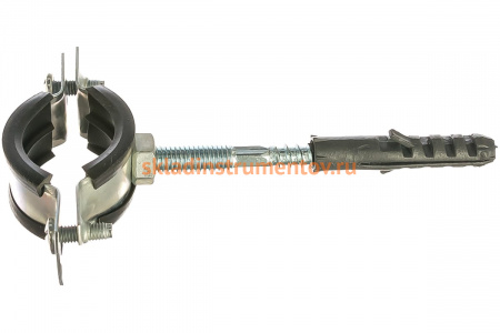 Сантехнический хомут СИБРТЕХ д/труб 25-28 3/4", резин, упл шпилька+дюбель 48165