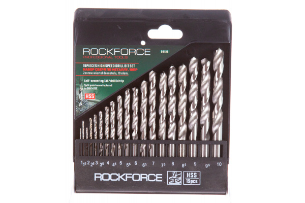 Набор сверл по металлу HSS 19 предметов Rockforce RF-DBS19