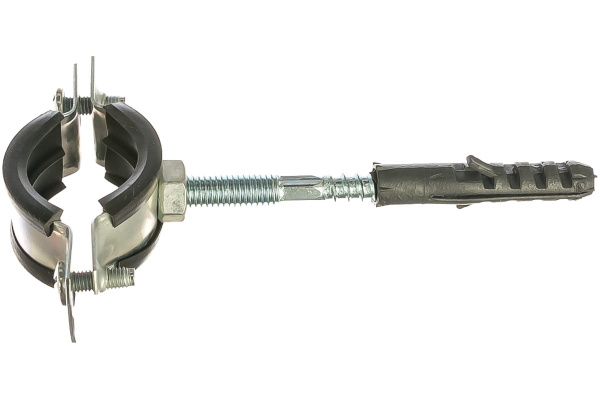 Сантехнический хомут СИБРТЕХ д/труб 25-28 3/4", резин, упл шпилька+дюбель 48165