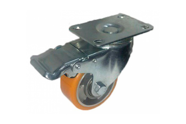 Колесо большегрузное полиуретановое поворотное с тормозом Medium 100 мм MFK-TORG 4324100 AL