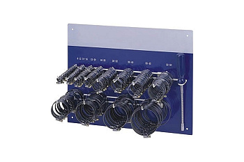 Червячные хомуты Trommelberg набор на планшете (12 размеров х 10 шт.) E100153