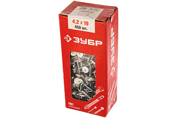 Саморезы с прессшайбой по листовому металлу до 0,9 мм Зубр RAL-9003 PH2 4,2х19 мм 450шт 300191-42-019-9003