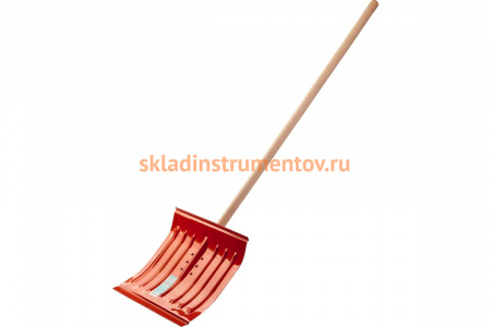 Снеговая стальная лопата с деревянным черенком, оранжевая,  СИБИН 421841