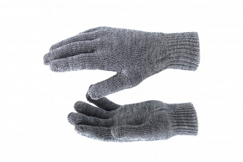 Трикотажные перчатки с двойной манжетой СИБРТЕХ, акрил, цвет серое мулине 68684