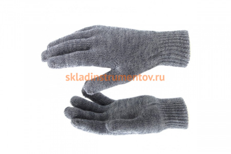 Трикотажные перчатки с двойной манжетой СИБРТЕХ, акрил, цвет серое мулине 68684