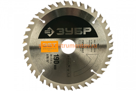 Диск пильный ПРОФИ Оптимальный рез по дереву (190х30 мм; 36Т) Зубр 36851-190-30-36