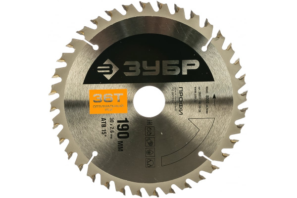 Диск пильный ПРОФИ Оптимальный рез по дереву (190х30 мм; 36Т) Зубр 36851-190-30-36