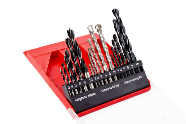 Набор сверл по металлу/бетону/дереву (3-4-5-6-8-10 мм, 18 шт.) REDVERG 6627080