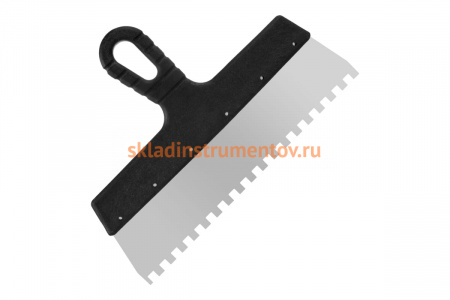 Фасадный зубчатый шпатель (нержавеющая сталь, 300мм, зуб.8x8мм) РемоКолор Мастер 12-8-300