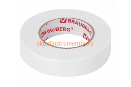 Клейкая двухсторонняя лента BRAUBERG 15 мм х 2 м, на вспененной основе, 1 мм, прочная 606418