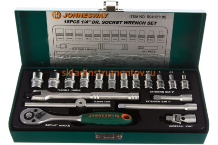 Набор торцевых головок 18 предметов Jonnesway S04H2118S