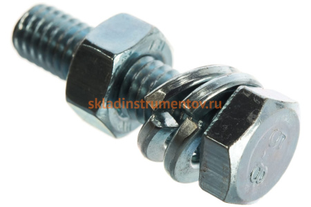 Болт с шестигранной головкой в комплекте с гайкой, шайбой, шайбой пружинной, ЗУБР, МАСТЕР, 303436-06-025