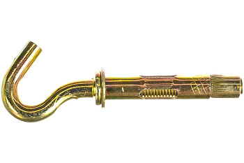 Анкерный болт с крюком Зубр 12 x 70 мм, 25 шт, желтопассивированный, Профессионал 302372-12-070