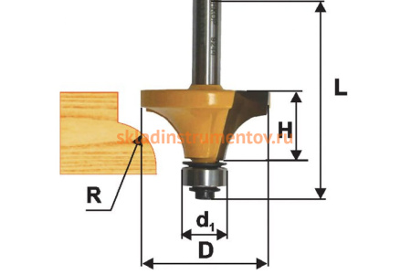 Фреза кромочная калевочная (50.8х25 мм; R 19 мм; хвостовик 12 мм) по дереву Энкор 10542