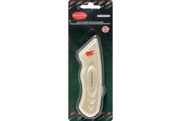 Универсальный нож ROCKFORCE в металлическом корпусе с запасными лезвиями 3шт RF-5055P42