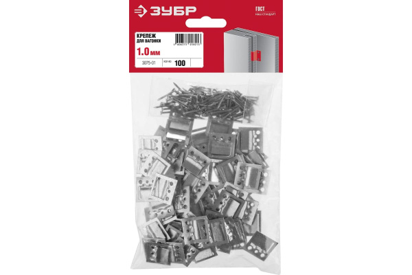Крепеж для вагонки ЗУБР Кляймер 1 мм, 100 шт. 3075-01