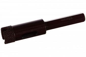 Коронка алмазная вакуумная по камню D16-10W-35L-Ш8 (16х35 мм; хвостовик HEX8 мм) MESSER 06-36-016