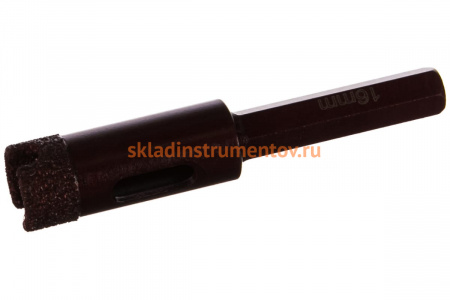 Коронка алмазная вакуумная по камню D16-10W-35L-Ш8 (16х35 мм; хвостовик HEX8 мм) MESSER 06-36-016