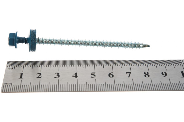 Саморезы для крепления кровельных материалов к деревянной обрешетке Зубр цвет RAL 5009 небесно-голубой, оцинкованный, 4,8x80мм, 700шт 4-300310-48-080-5009