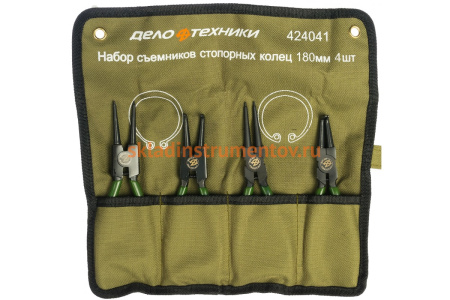 Набор съемников стопорных колец 180 мм х 4 шт тетрон ДТ/16 Дело Техники 424041