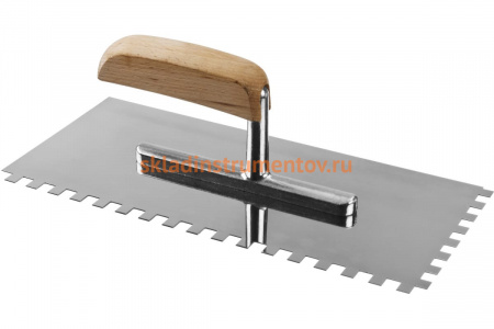 Нержавеющая зубчатая гладилка ПРОФЕССИОНАЛ с деревянной ручкой Зубр 0806-08_z01