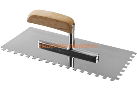 Нержавеющая зубчатая гладилка ПРОФЕССИОНАЛ с деревянной ручкой Зубр 0806-08_z01