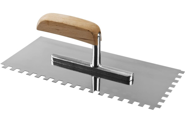 Нержавеющая зубчатая гладилка ПРОФЕССИОНАЛ с деревянной ручкой Зубр 0806-08_z01