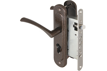 Корпус врезного замка с ручками на планке AJAX KIT А5-3155/3 W/B 41569