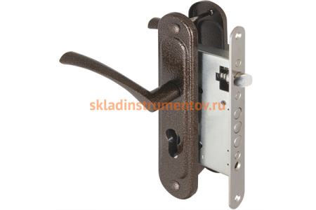 Корпус врезного замка с ручками на планке AJAX KIT А5-3155/3 W/B 41569