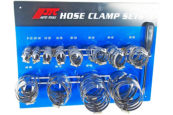 Ленточный червячный хомут ZN12-ZN90 нержавеющая сталь с гибким воротком 7мм, стенд 120шт JTC-ZNY